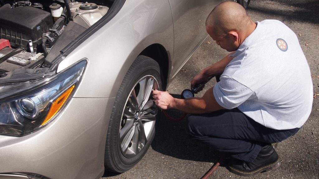We offer complimentary vehicle tire inflation as a safety service to drivers in our area.