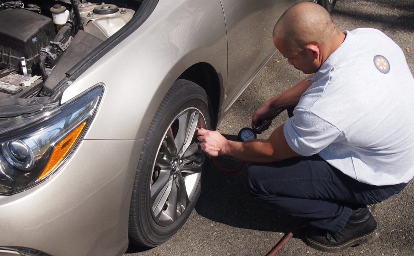 Tire Pressure Check and Tire Inflation